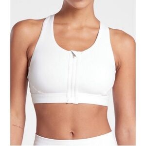Athleta Ultimate Zip Front Bra white XS A-C sports bra
